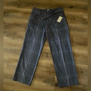 A New Day Plaid Wide Leg Belted Trousers Pants Size 14 NWT